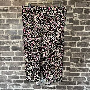 NWT Abound black white pink leopard print knee length skirt